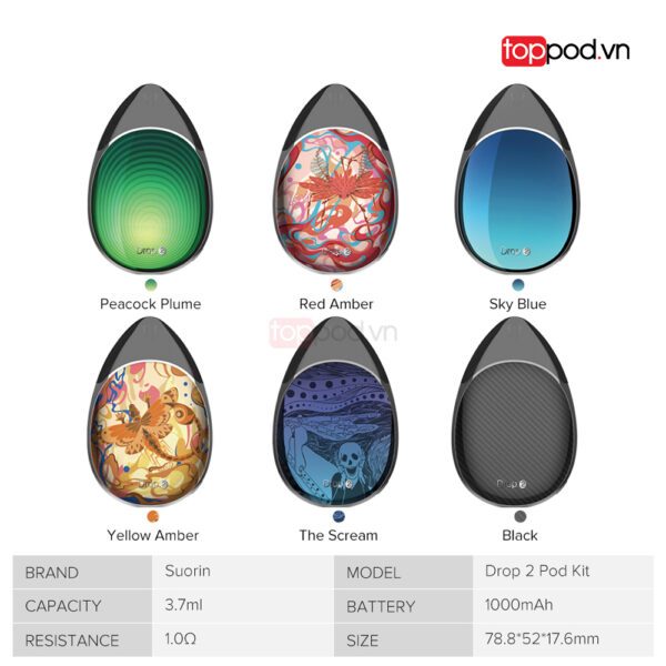 suorin drop 2 pod system kit 1000mah 14w toppod 23