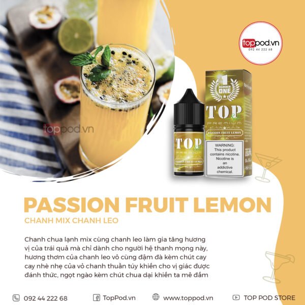 passion fruit lemon chanh mix chanh leo top salt 30ml toppod