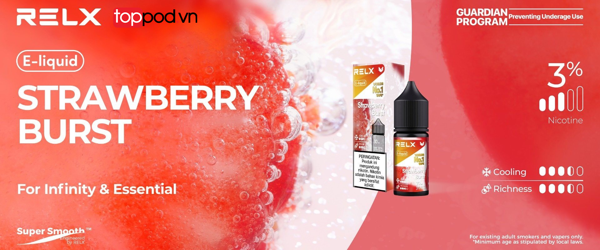 Relx Strawberry Burst ( Dâu Tây ) Salt 30ml - Chính Hãng